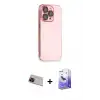ieg™ iPhone 13 Pro Max Kılıf Siluet Minimal Özel Seri - Siyah Bilvis 5in1 5D Magic Hayalet Cam Ekran Koruyucu + Rainbow Kamera Lens Koruma Cam - KI