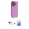ieg™ iPhone 13 Pro Max Kılıf Siluet Minimal Özel Seri - Siyah Bilvis 5in1 5D Magic Hayalet Cam Ekran Koruyucu + Pers Alüminyum Kamera Lens - KI