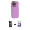 ieg™ iPhone 13 Pro Max Kılıf Siluet Minimal Özel Seri - Siyah Bilvis 5in1 5D Magic Hayalet Cam Ekran Koruyucu + Neon Fosforlu Kamera Lens - MI
