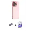 ieg™ iPhone 13 Pro Max Kılıf Siluet Minimal Özel Seri - Siyah Bilvis 5in1 5D Magic Hayalet Cam Ekran Koruyucu + Renkli Kamera Lens Koruma Cam - SI