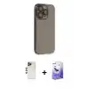 ieg™ iPhone 13 Pro Max Kılıf Siluet Minimal Özel Seri - Siyah Bilvis 5in1 5D Magic Hayalet Cam Ekran Koruyucu + Shine Kamera Lens - GD