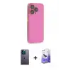ieg™ iPhone 13 Pro Max Kılıf Siluet Minimal Özel Seri - Siyah Bilvis 5in1 5D Magic Hayalet Cam Ekran Koruyucu + Neon Fosforlu Kamera Lens - MI