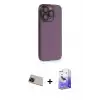 ieg™ iPhone 13 Pro Max Kılıf Siluet Minimal Özel Seri - Siyah Bilvis 5in1 5D Magic Hayalet Cam Ekran Koruyucu + Rainbow Kamera Lens Koruma Cam - KI