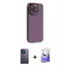 ieg™ iPhone 13 Pro Max Kılıf Siluet Minimal Özel Seri - Siyah Bilvis 5in1 5D Magic Hayalet Cam Ekran Koruyucu + Neon Fosforlu Kamera Lens - MI