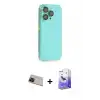 ieg™ iPhone 13 Pro Max Kılıf Siluet Minimal Özel Seri - Siyah Bilvis 5in1 5D Magic Hayalet Cam Ekran Koruyucu + Rainbow Kamera Lens Koruma Cam - KI