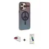 ieg™ iPhone 13 Pro Max Kılıf Siluet Modern Koleksiyonu - Şeffaf Pasifik Cam Ekran Koruyucu + Pers Alüminyum Kamera Lens - KI