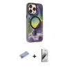 ieg™ iPhone 13 Pro Max Kılıf Siluet Modern Koleksiyonu - Siyah Bilvis 3D Mat Cam Ekran Koruyucu + Shine Kamera Lens Koruma Cam - MI