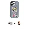 ieg™ iPhone 13 Pro Max Kılıf Siluet Modern Özel Seri - Şeffaf Maxco Cam Ekran Koruyucu + Rainbow Kamera Lens Koruma Cam - KI