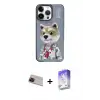 ieg™ iPhone 13 Pro Max Kılıf Siluet Modern Özel Seri - Siyah Bilvis 5in1 3D Magic Cam Ekran Koruyucu + Rainbow Kamera Lens Koruma Cam - KI