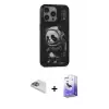 ieg™ iPhone 13 Pro Max Kılıf Siluet Modern Özel Seri - Siyah Bilvis 5in1 5D Magic Hayalet Cam Ekran Koruyucu + Pers Alüminyum Kamera Lens - SABE