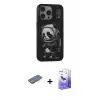 ieg™ iPhone 13 Pro Max Kılıf Siluet Modern Özel Seri - Siyah Bilvis 5in1 5D Magic Hayalet Cam Ekran Koruyucu + Renkli Kamera Lens Koruma Cam - MI