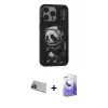 ieg™ iPhone 13 Pro Max Kılıf Siluet Modern Özel Seri - Siyah Bilvis 5in1 5D Magic Hayalet Cam Ekran Koruyucu + Rainbow Kamera Lens Koruma Cam - MI