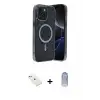 ieg™ iPhone 14 Kılıf Eksen Çizgi - Siyah Joko Magic 5D Cam + Diamond Kamera Lens - PE