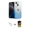 ieg™ iPhone 14 Kılıf Eksen Minimal Özel Seri - Siyah Buffer Cam Ekran Koruyucu + Diamond Kamera Lens - SABE