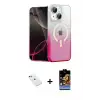 ieg™ iPhone 14 Kılıf Eksen Minimal Özel Seri - Siyah Buffer Hayalet Cam Ekran Koruyucu + Diamond Kamera Lens - YL