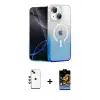 ieg™ iPhone 14 Kılıf Eksen Minimal Özel Seri - Siyah Buffer Hayalet Cam Ekran Koruyucu + Shine Kamera Lens - YL