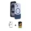 ieg™ iPhone 14 Kılıf Kozmos Form Özel Seri - Siyah Buffer Cam Ekran Koruyucu + Shine Kamera Lens - KI