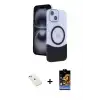 ieg™ iPhone 14 Kılıf Kozmos Form Özel Seri - Siyah Buffer Hayalet Cam Ekran Koruyucu + Diamond Kamera Lens - SABE