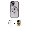 ieg™ iPhone 14 Kılıf Nova Işık Özel Seri - Siyah Buffer Cam Ekran Koruyucu + Shine Kamera Lens - MI
