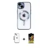 ieg™ iPhone 14 Kılıf Nova Işık Özel Seri - Siyah Buffer Cam Ekran Koruyucu + Shine Kamera Lens - MI