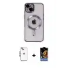 ieg™ iPhone 14 Kılıf Nova Işık Özel Seri - Siyah Buffer Hayalet Cam Ekran Koruyucu + Shine Kamera Lens - GI