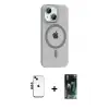 ieg™ iPhone 14 Kılıf Pusula Form Özel Seri - Şeffaf 360 Full Body Arka Koruyucu + Shine Kamera Lens - SH