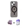 ieg™ iPhone 14 Kılıf Pusula Form Özel Seri - Siyah Bilvis 5in1 3D Magic Cam Ekran Koruyucu + Raze Metal Kamera Lens - KI