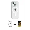 ieg™ iPhone 14 Kılıf Pusula Form Özel Seri - Siyah Buffer Cam Ekran Koruyucu + Shine Kamera Lens - GI