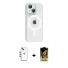 ieg™ iPhone 14 Kılıf Pusula Form Özel Seri - Siyah Buffer Cam Ekran Koruyucu + Shine Kamera Lens - KI
