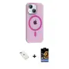 ieg™ iPhone 14 Kılıf Pusula Form Özel Seri - Siyah Buffer Hayalet Cam Ekran Koruyucu + Diamond Kamera Lens - KI
