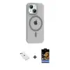 ieg™ iPhone 14 Kılıf Pusula Form Özel Seri - Siyah Buffer Hayalet Cam Ekran Koruyucu + Diamond Kamera Lens - KI