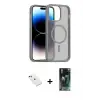 ieg™ iPhone 14 Kılıf Siluet Minimal Prime - Şeffaf 360 Full Body Arka Koruyucu + Diamond Kamera Lens - YL