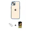 ieg™ iPhone 14 Kılıf Vadi Minimal - Siyah Buffer Cam Ekran Koruyucu + Diamond Kamera Lens - KI