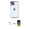 ieg™ iPhone 14 Kılıf Vadi Minimal - Siyah Buffer Cam Ekran Koruyucu + Diamond Kamera Lens - KI