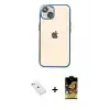 ieg™ iPhone 14 Kılıf Vadi Minimal - Siyah Buffer Cam Ekran Koruyucu + Diamond Kamera Lens - PE