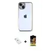 ieg™ iPhone 14 Kılıf Vadi Minimal - Siyah Buffer Cam Ekran Koruyucu + Diamond Kamera Lens - PE