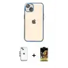 ieg™ iPhone 14 Kılıf Vadi Minimal - Siyah Buffer Cam Ekran Koruyucu + Shine Kamera Lens - GI