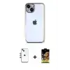 ieg™ iPhone 14 Kılıf Vadi Minimal - Siyah Buffer Cam Ekran Koruyucu + Shine Kamera Lens - GI