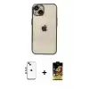 ieg™ iPhone 14 Kılıf Vadi Minimal - Siyah Buffer Cam Ekran Koruyucu + Shine Kamera Lens - GI