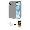 ieg™ iPhone 14 Kılıf Yankı Yansıma Özel Seri - Siyah Buffer Cam Ekran Koruyucu + Diamond Kamera Lens - PE