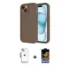 ieg™ iPhone 14 Kılıf Yankı Yansıma Özel Seri - Siyah Buffer Hayalet Cam Ekran Koruyucu + Shine Kamera Lens - GS