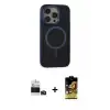 ieg™ iPhone 14 Pro Max Kılıf Ahenk Form Serisi - Siyah Buffer Cam Ekran Koruyucu + Bilvis Titan Kamera Lens - DNMR