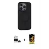 ieg™ iPhone 14 Pro Max Kılıf Ahenk Form Serisi - Siyah Buffer Cam Ekran Koruyucu + Bilvis Titan Kamera Lens - DNMR