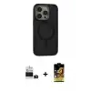 ieg™ iPhone 14 Pro Max Kılıf Ahenk Form Serisi - Siyah Buffer Cam Ekran Koruyucu + Bilvis Titan Kamera Lens - DNMR