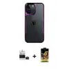 ieg™ iPhone 14 Pro Max Kılıf Akış Çizgi Koleksiyonu - Siyah Buffer Cam Ekran Koruyucu + Bilvis Titan Kamera Lens - SH