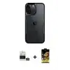 ieg™ iPhone 14 Pro Max Kılıf Akış Çizgi Koleksiyonu - Siyah Buffer Cam Ekran Koruyucu + Bilvis Titan Kamera Lens - GS