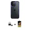 ieg™ iPhone 14 Pro Max Kılıf Akış Çizgi Koleksiyonu - Siyah Buffer Cam Ekran Koruyucu + Bilvis Titan Kamera Lens - GD