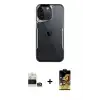 ieg™ iPhone 14 Pro Max Kılıf Akış Çizgi Koleksiyonu - Siyah Buffer Cam Ekran Koruyucu + Bilvis Titan Kamera Lens - GS