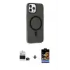 ieg™ iPhone 14 Pro Max Kılıf Çekirdek Modern Prime - Siyah Buffer Hayalet Cam Ekran Koruyucu + Bilvis Titan Kamera Lens - DNMR