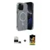 ieg™ iPhone 14 Pro Max Kılıf Eksen Çizgi - Siyah Buffer Cam Ekran Koruyucu + Bilvis Titan Kamera Lens - GS